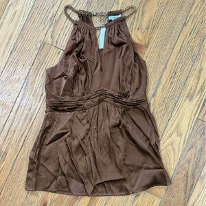 NWT Cache Y2K Copper Silk Blend Top Size M
